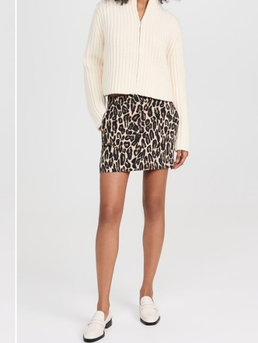 Theory Mini Trouser Skirt Leopard Print Brown Black